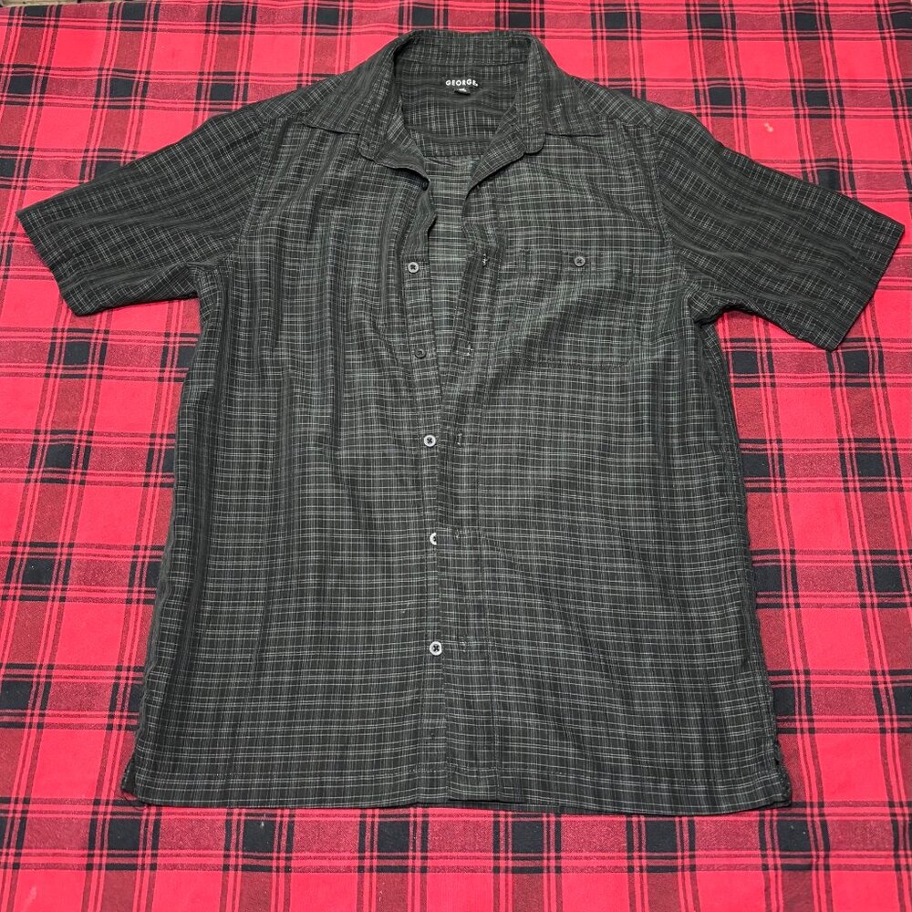 #32 black plaid button up t-shirt-s (34-36)-George-men’s